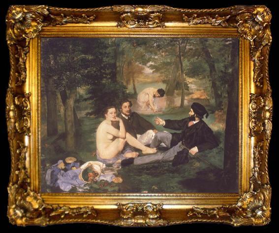 framed  Edouard Manet The Fruhstuck in the free, ta009-2